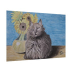 Cat with Sunflowers Poster — Rolled Art Print