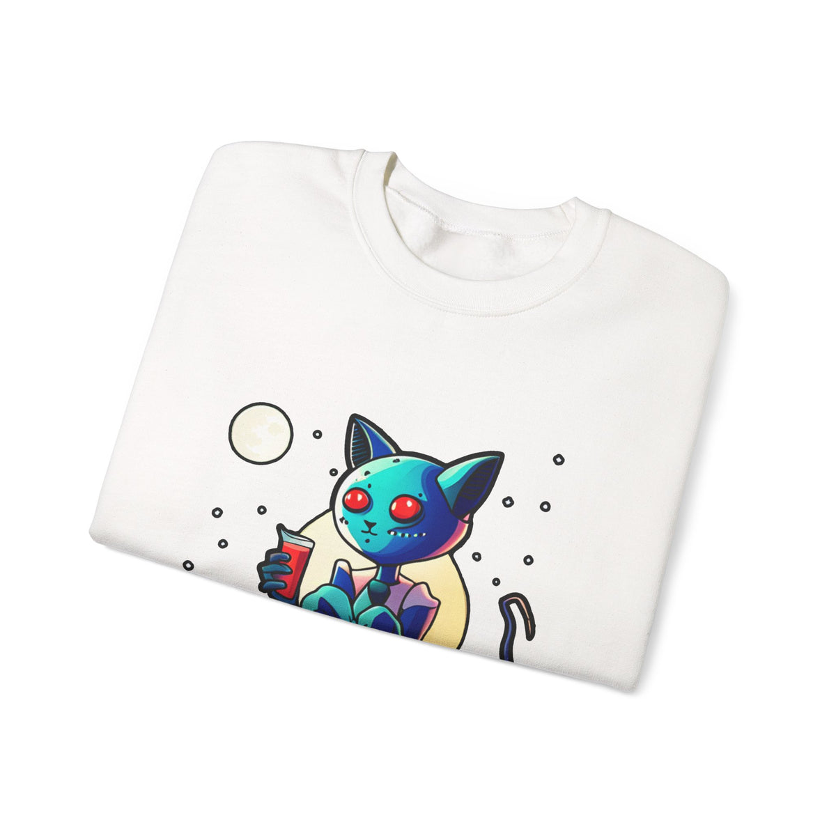 Alien Cat Crewneck Sweatshirt — Neon Cosmic Cat Graphic