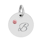 Personalize it!  Birthstone Circle Charm — Engraved Initial Pendant