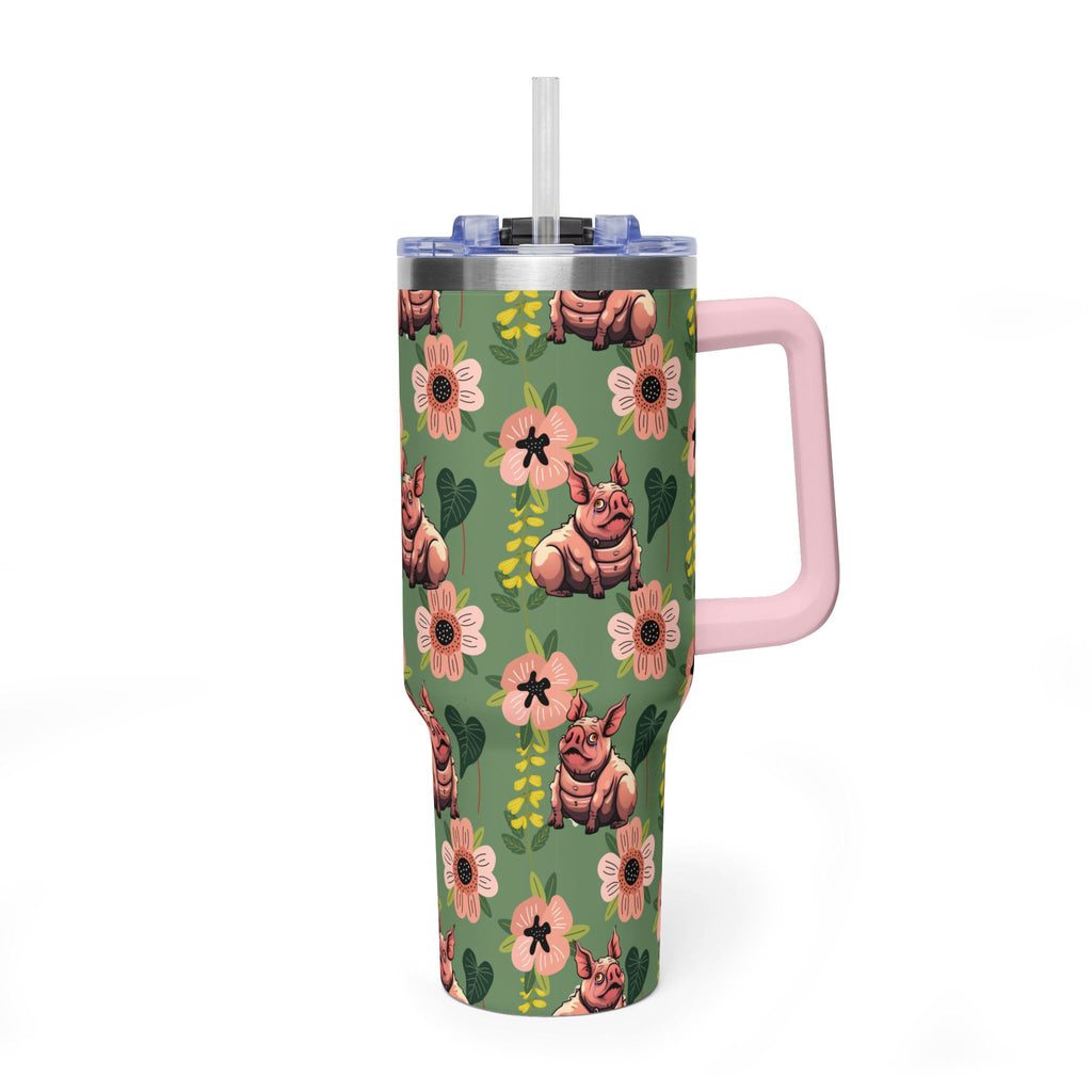 40oz Floral Squonk Tumbler — Insulated Vacuum Travel Mug
