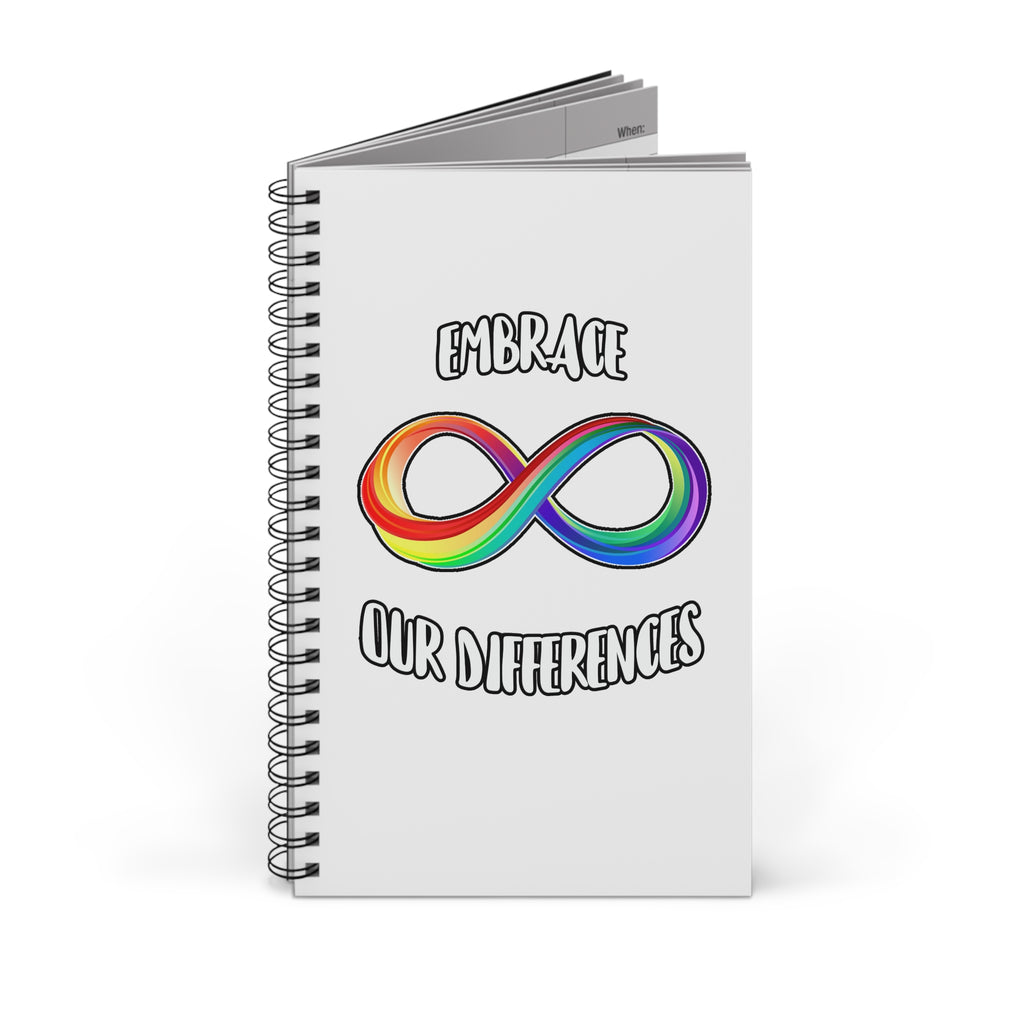 Spiral Journal — "Embrace Our Differences" Rainbow Infinity Notebook