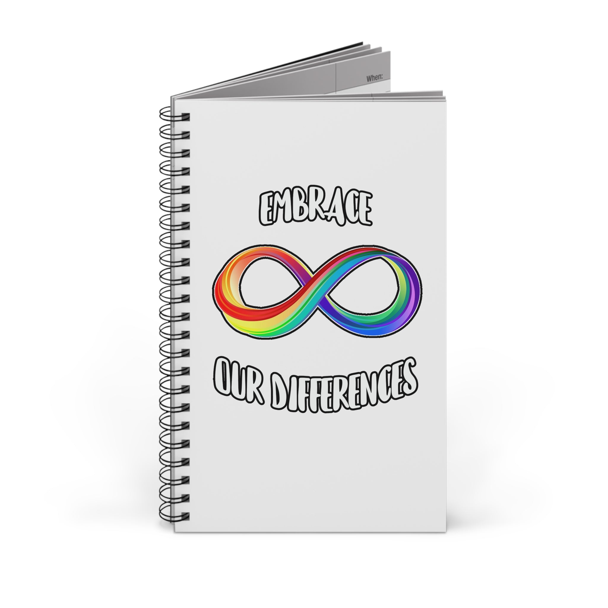 Spiral Journal — "Embrace Our Differences" Rainbow Infinity Notebook