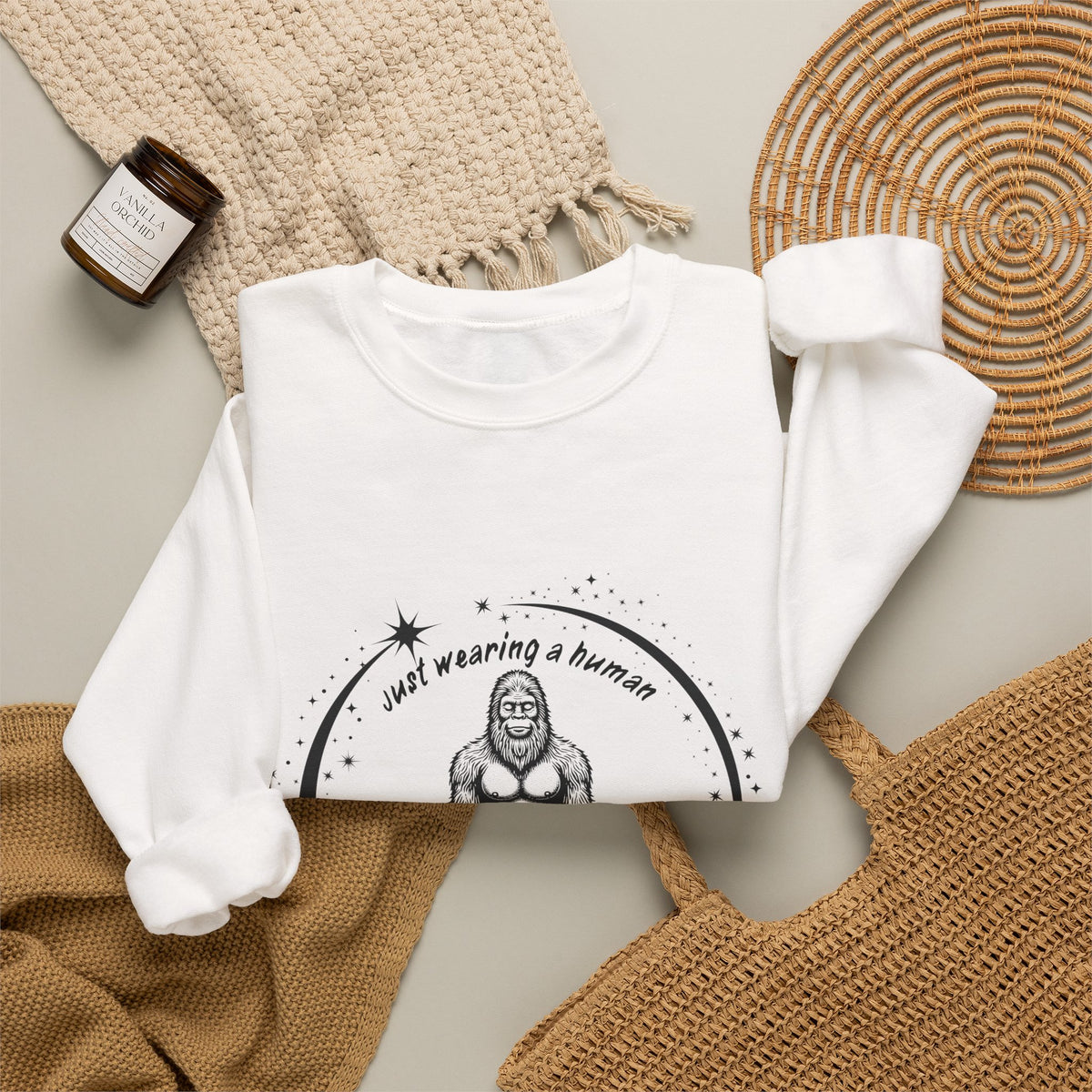 Sweatshirt — “I’m Just Wearing A Human, I’m Really Sasquatch” Funny Sasquatch Crewneck