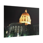 Nighttime Missouri Capitol Dome Rolled Poster — Illuminated Government Building Wall Art