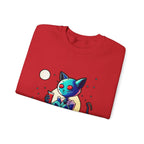 Alien Cat Crewneck Sweatshirt — Neon Cosmic Cat Graphic