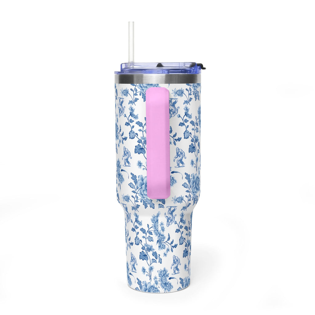40oz Bigfoot Floral Vacuum Tumbler – Insulated Travel Mug with Straw