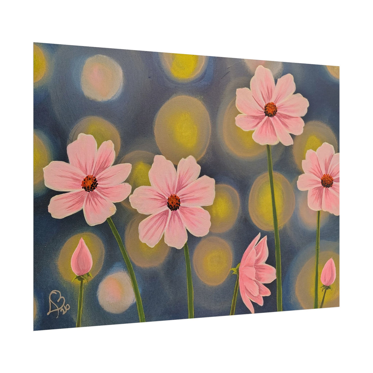 Backlit Flowers Poster — Rolled Wall Art with Bokeh Lights