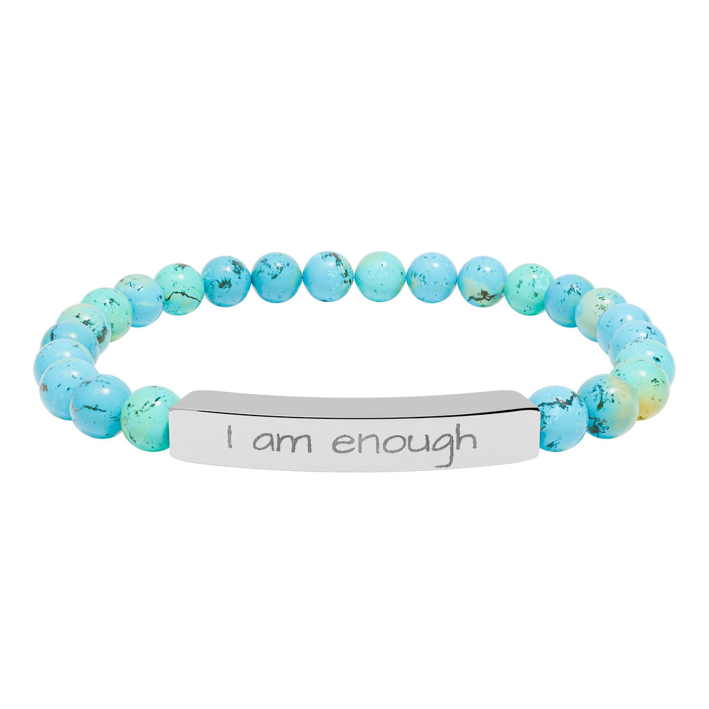 Natural Stone Stretch Bar Bracelet "I am enough"