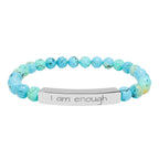 Natural Stone Stretch Bar Bracelet "I am enough"