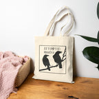 Tote Bag — "Attempted Murder" Raven Tote, Gothic Bird Canvas Shopper