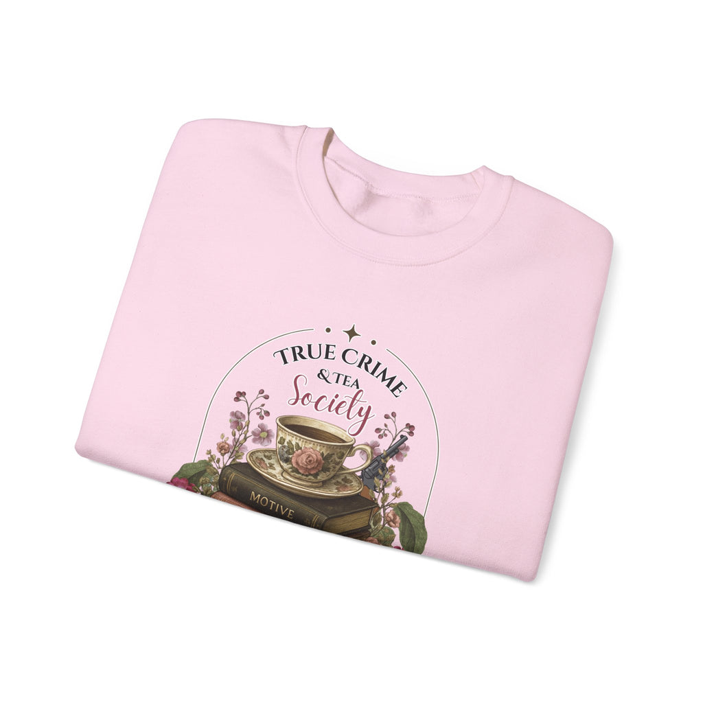 True Crime Book Club Sweatshirt — "True Crime & Tea" Vintage Stack Design