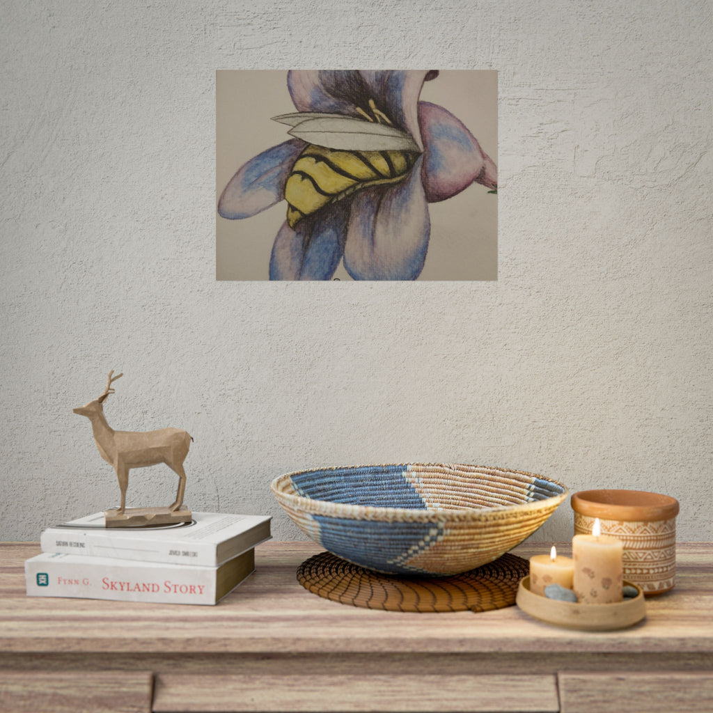 Bee in Blue Flower Poster — Rolled Botanical Art Print