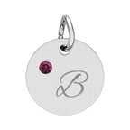 Personalize it!  Birthstone Circle Charm — Engraved Initial Pendant