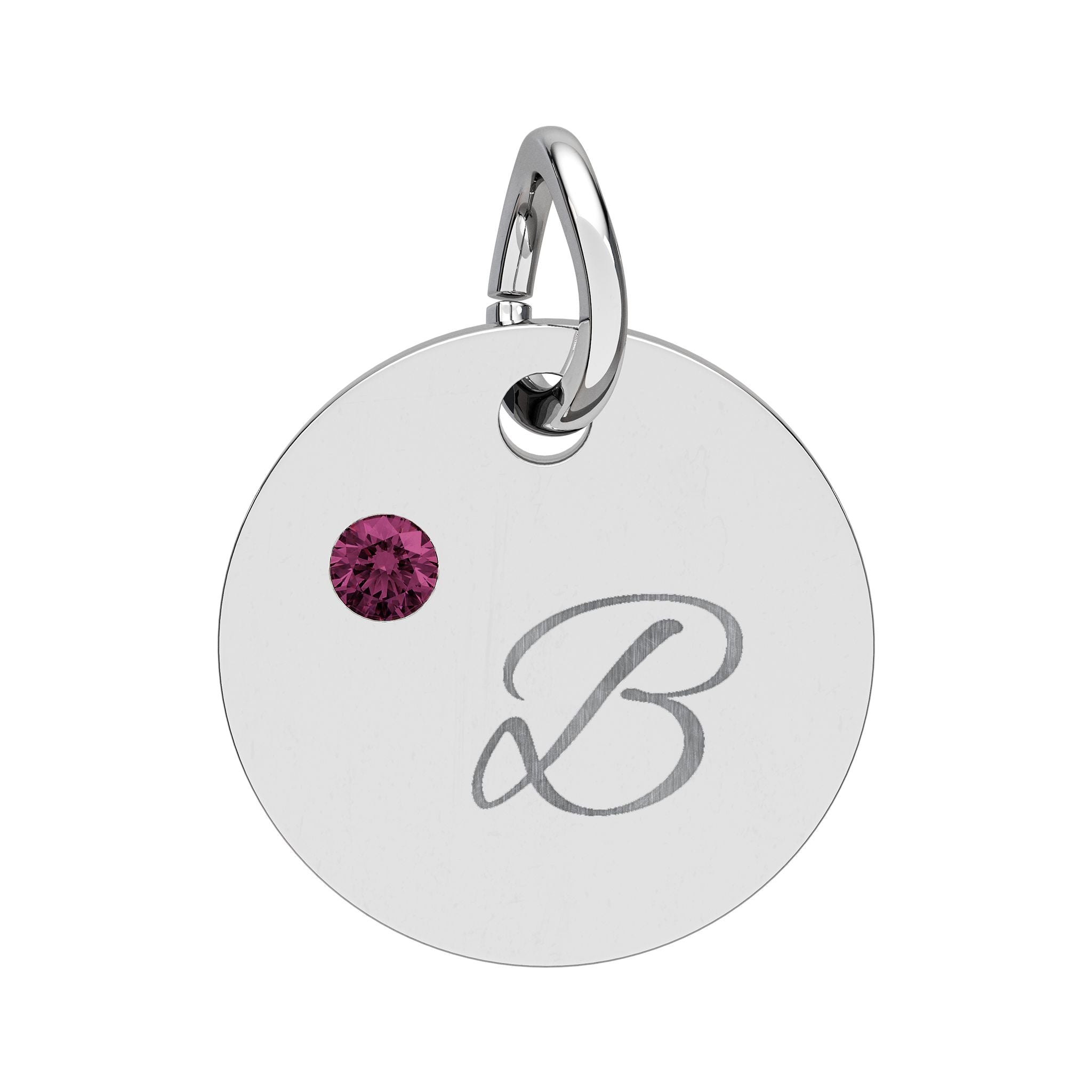 Personalize it!  Birthstone Circle Charm — Engraved Initial Pendant