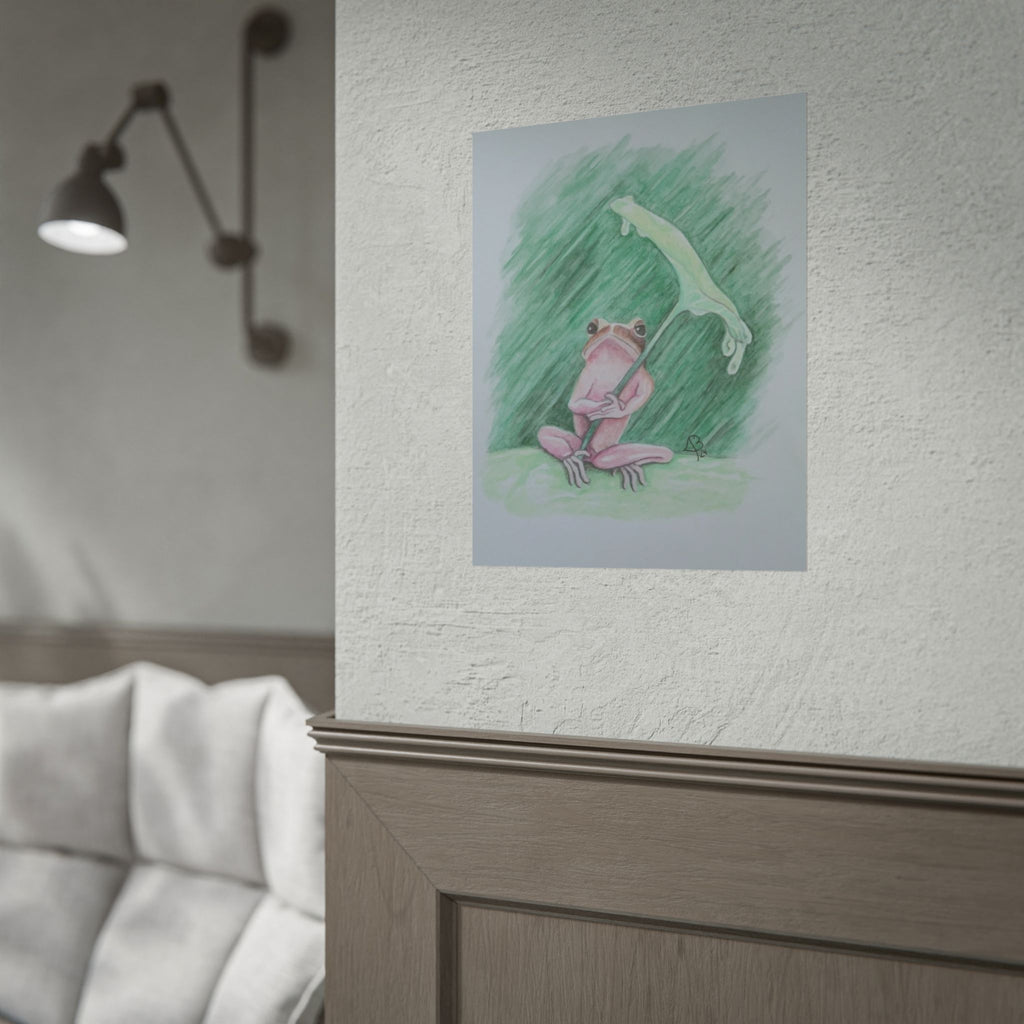 Whimsical Pink Frog Art Print for Nursery & Nature Lovers