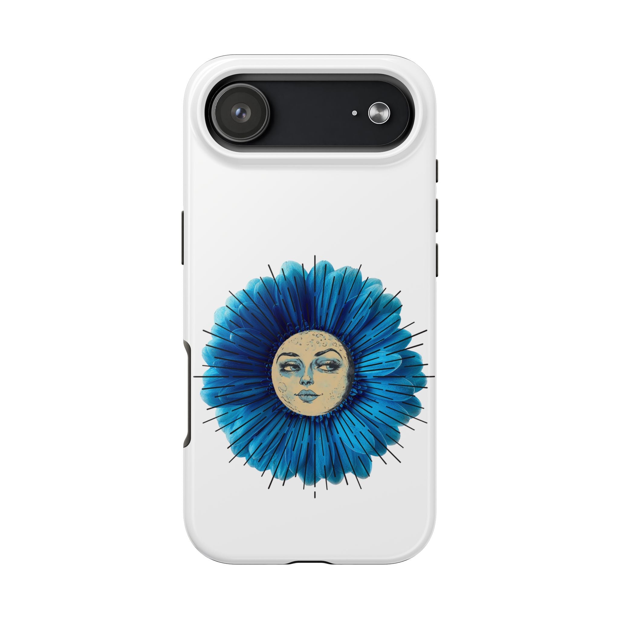 Tough Phone Case — Blue flower Face Protective Phone Cover