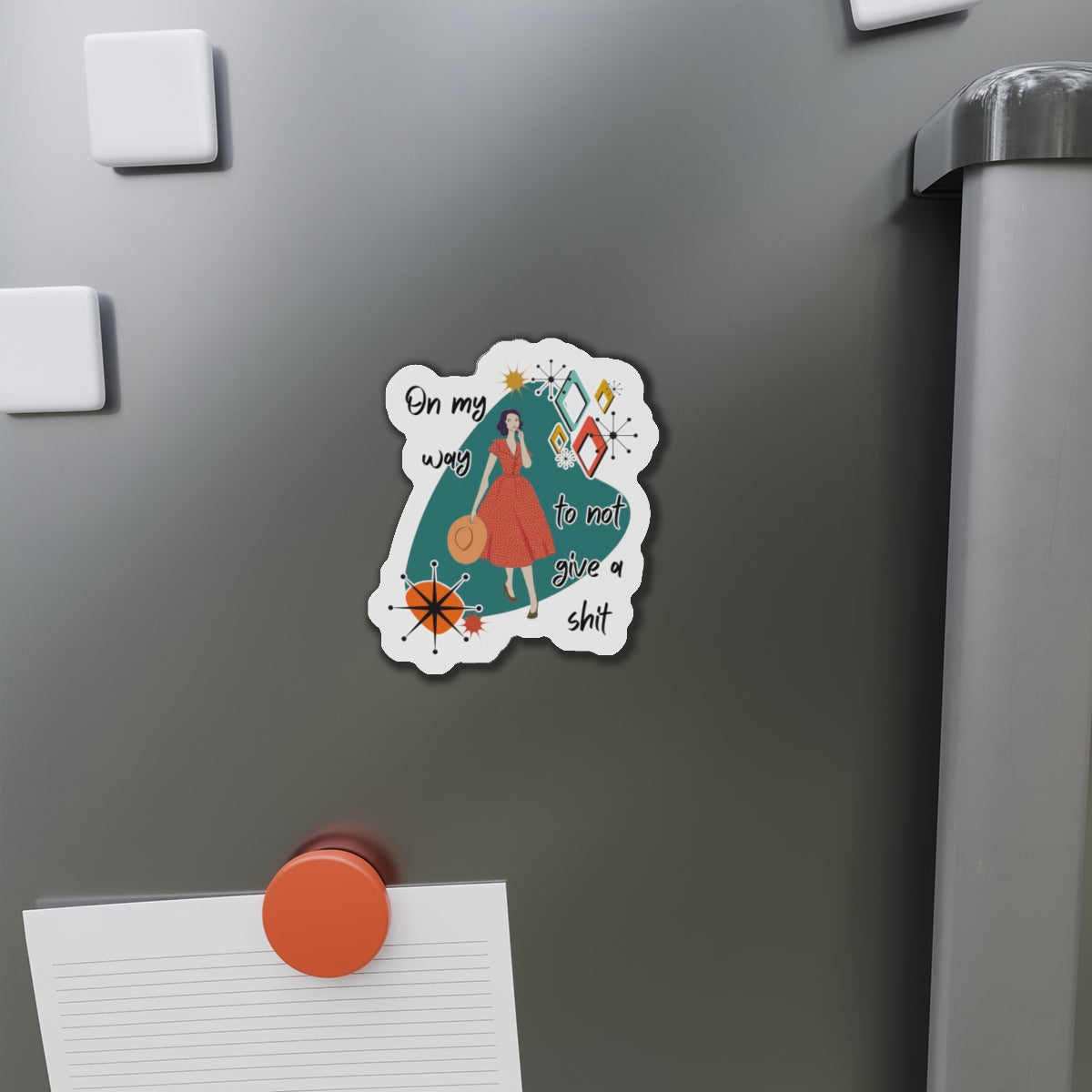 “On My Way to Not Give a Shit” Die-Cut Fridge Magnet
