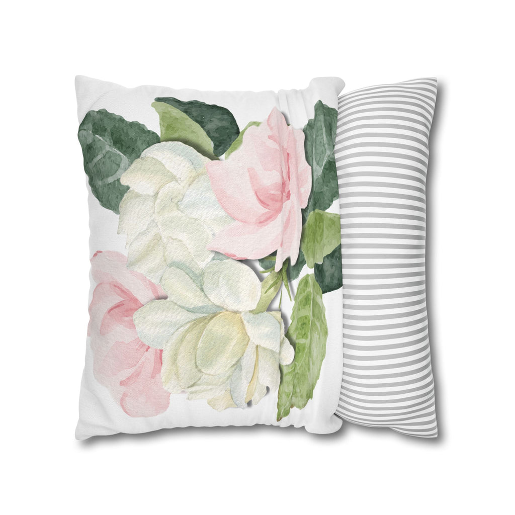 Peony Floral Garden Pillowcase — Pink & White Decorative Throw Pillowcase