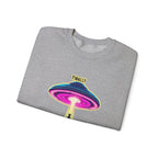 Crewneck Sweatshirt — "Finally We Found Intelligent Life" Neon UFO Graphic