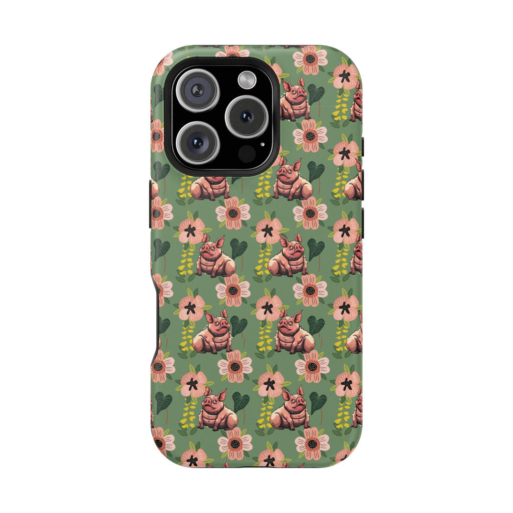 Floral Squonk Pattern Impact Phone Case — Protective iPhone Cover with Pink Flowers