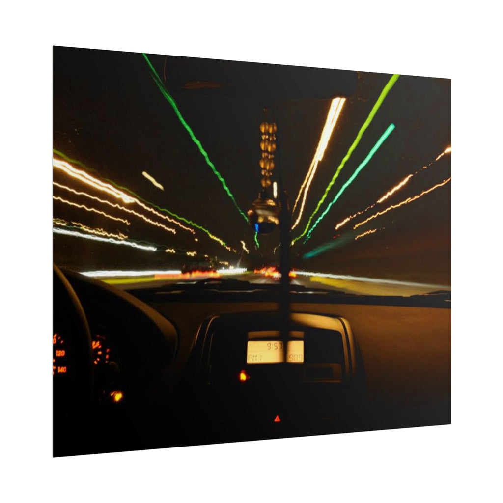 Night Drive Light Trails Poster - Rolled Wall Art