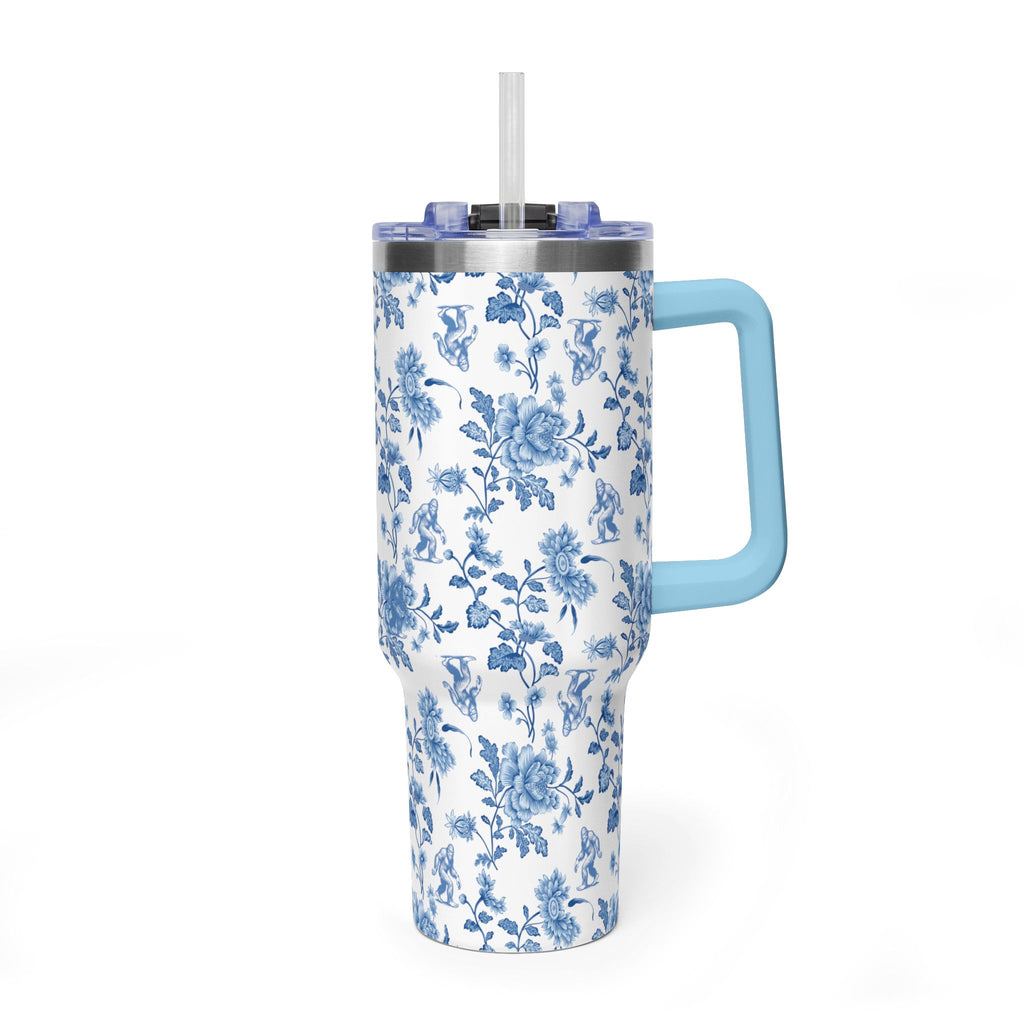 40oz Bigfoot Floral Vacuum Tumbler – Insulated Travel Mug with Straw