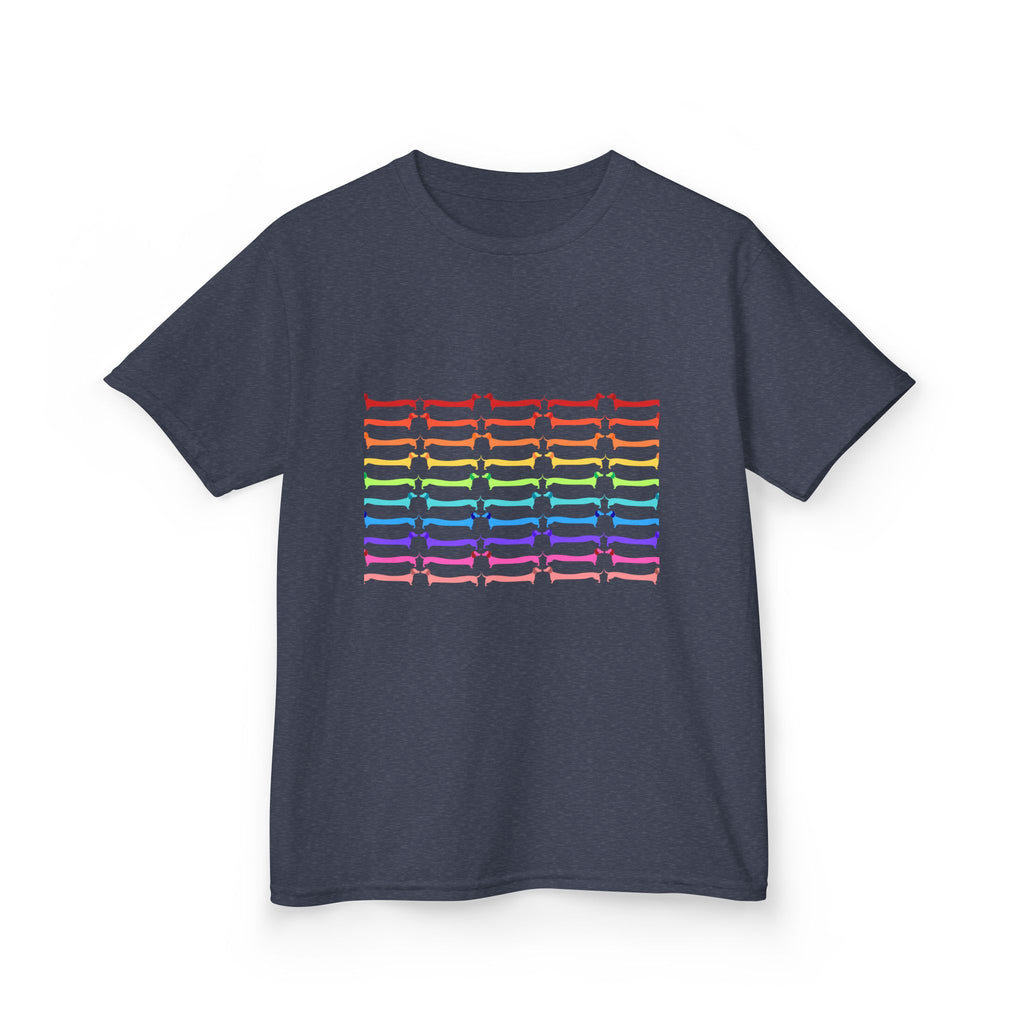 Youth Rainbow Dachshund Pattern Cute Dog Graphic Tee