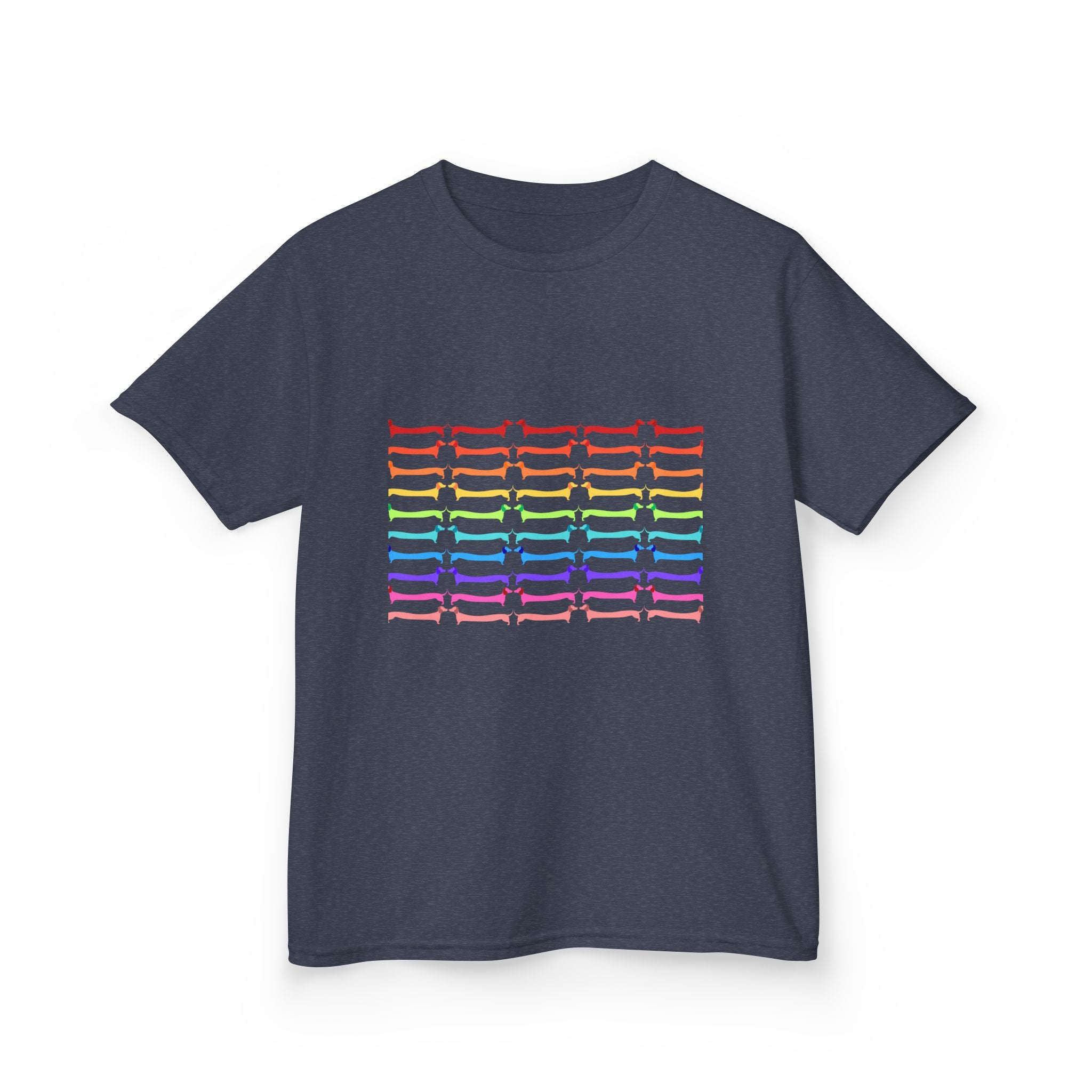 Youth Rainbow Dachshund Pattern Cute Dog Graphic Tee