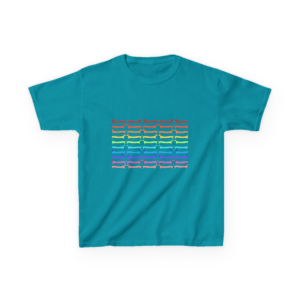 Youth Rainbow Dachshund Pattern Cute Dog Graphic Tee