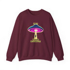 Crewneck Sweatshirt — "Finally We Found Intelligent Life" Neon UFO Graphic