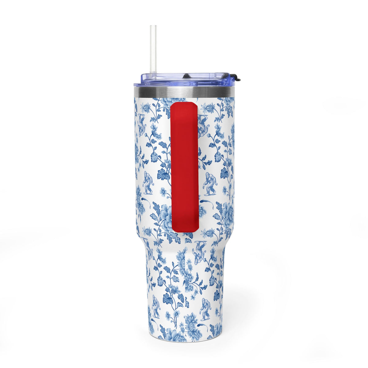 40oz Bigfoot Floral Vacuum Tumbler – Insulated Travel Mug with Straw