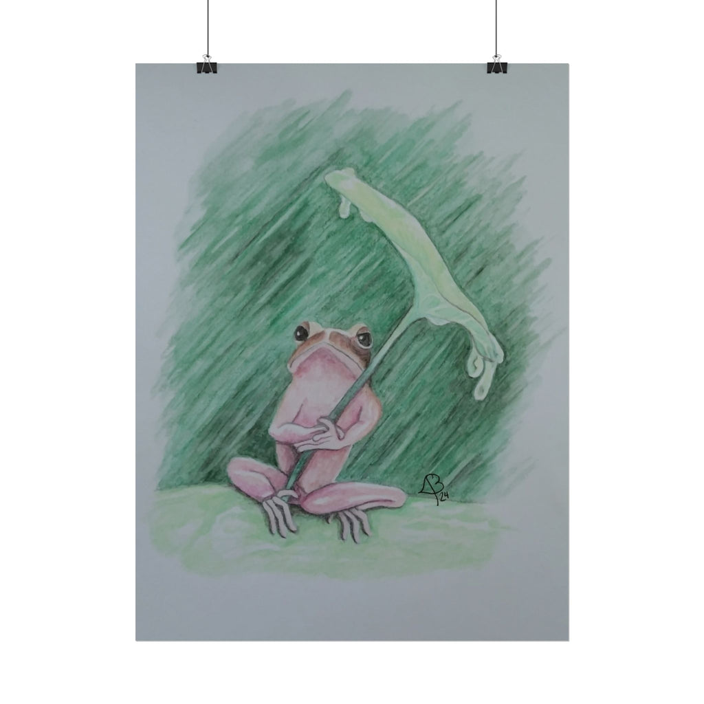 Whimsical Pink Frog Art Print for Nursery & Nature Lovers