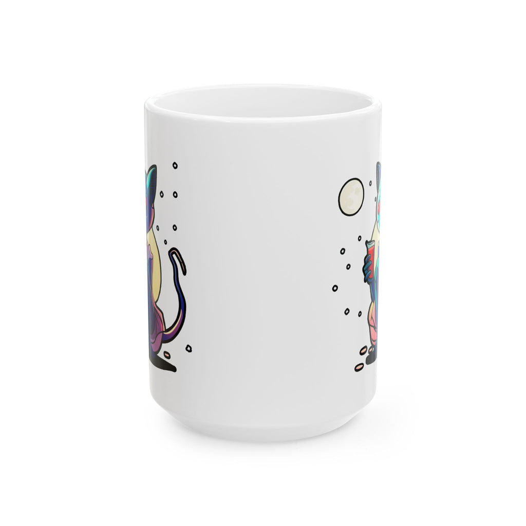 Alien Cat Ceramic Mug — Colorful Space Kitty Coffee Cup (11oz/15oz)