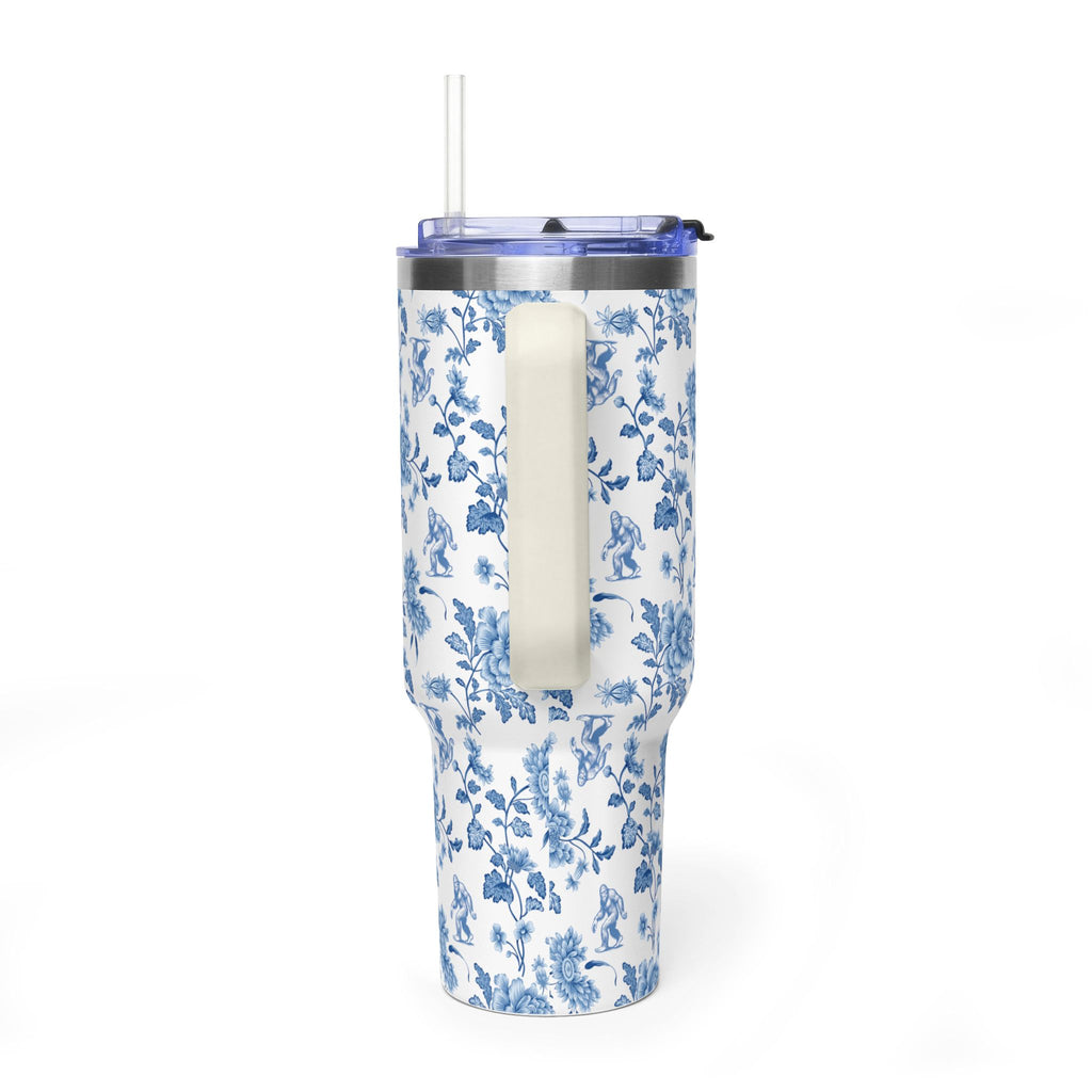 40oz Bigfoot Floral Vacuum Tumbler – Insulated Travel Mug with Straw