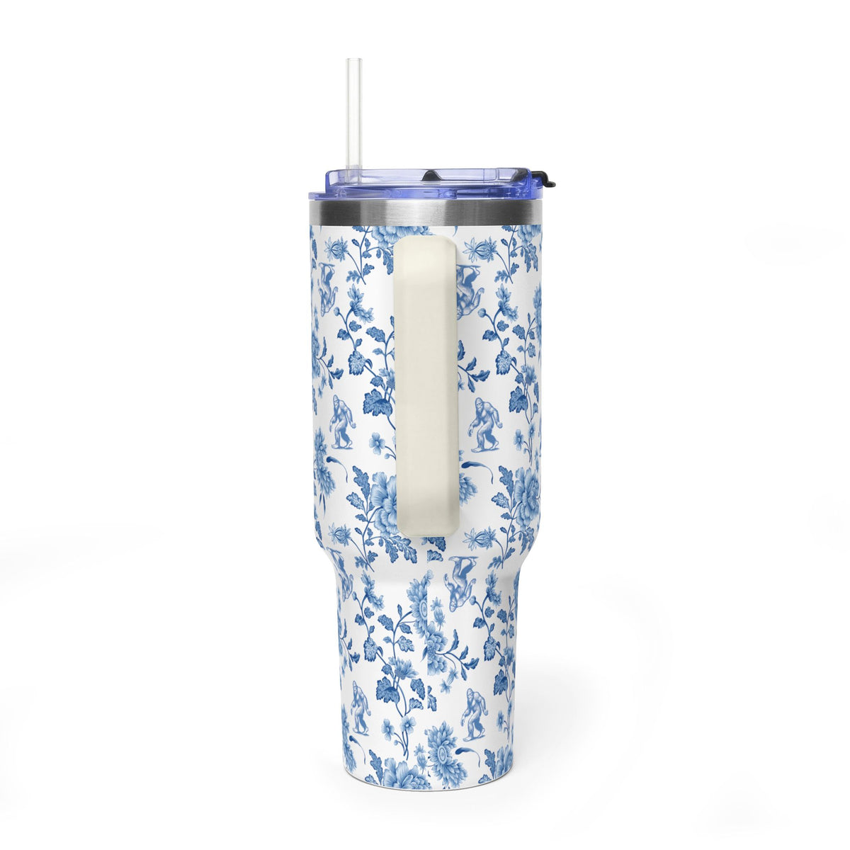 40oz Bigfoot Floral Vacuum Tumbler – Insulated Travel Mug with Straw