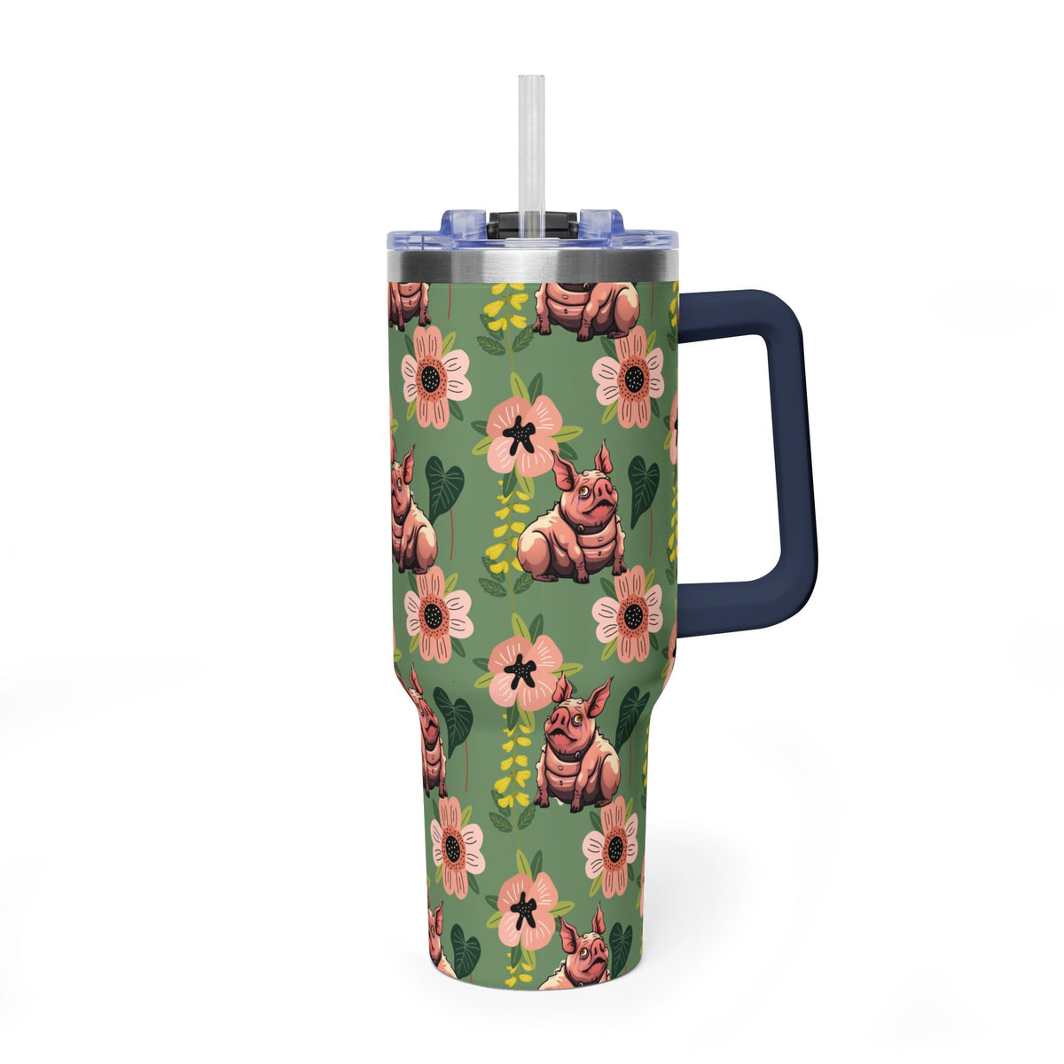 40oz Floral Squonk Tumbler — Insulated Vacuum Travel Mug