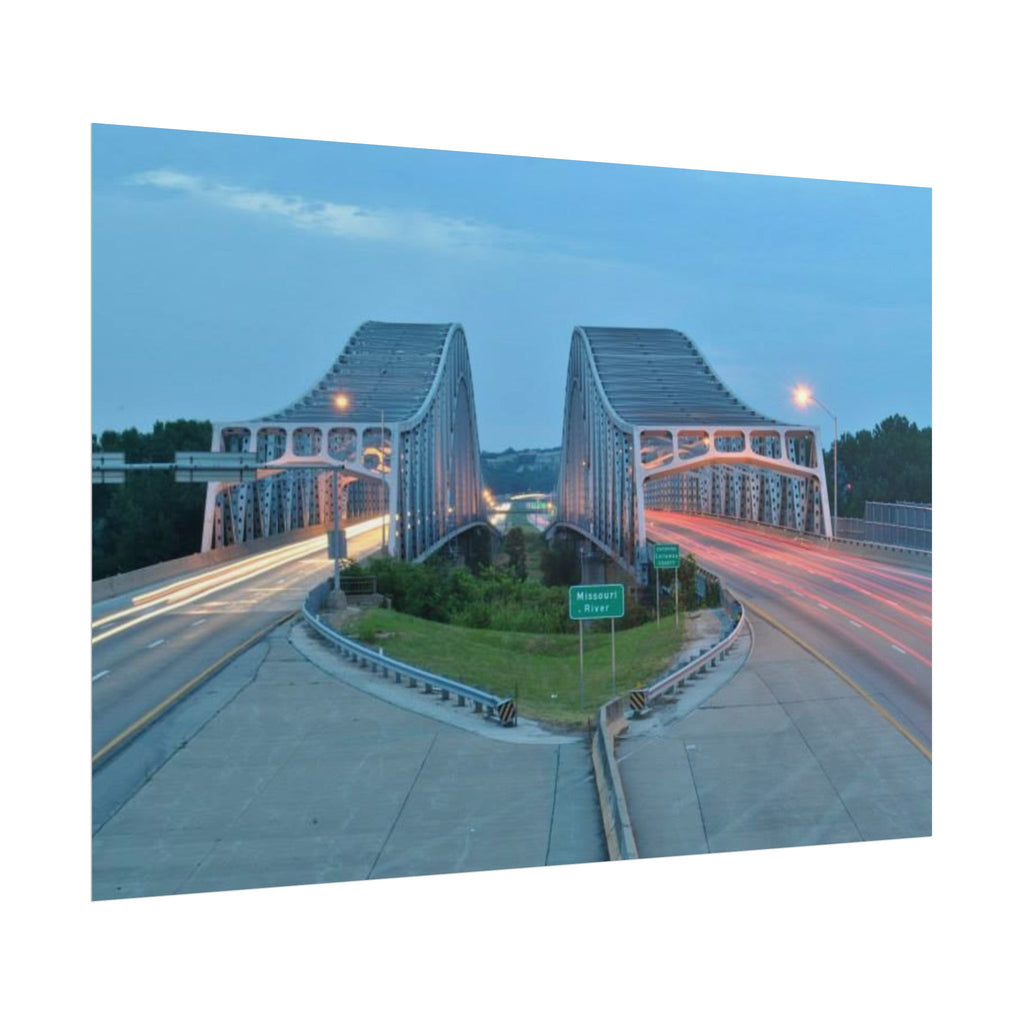 Twilight Bridge Rolled Poster — Long-Exposure Cityscape Wall Art
