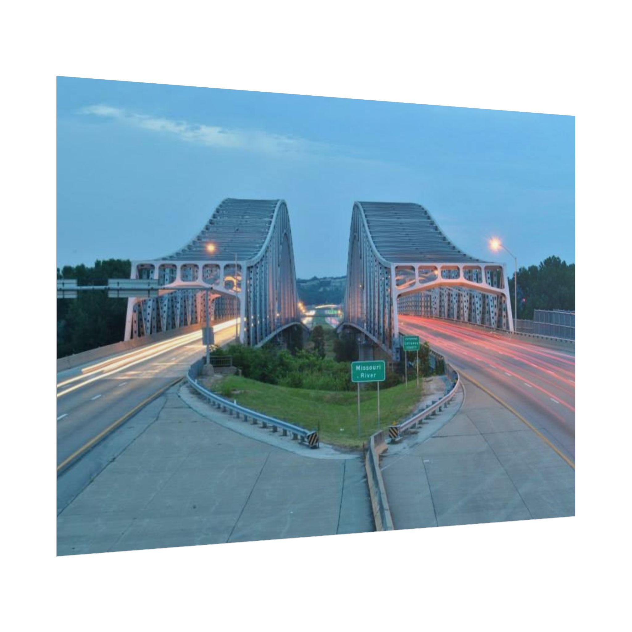 Twilight Bridge Rolled Poster — Long-Exposure Cityscape Wall Art