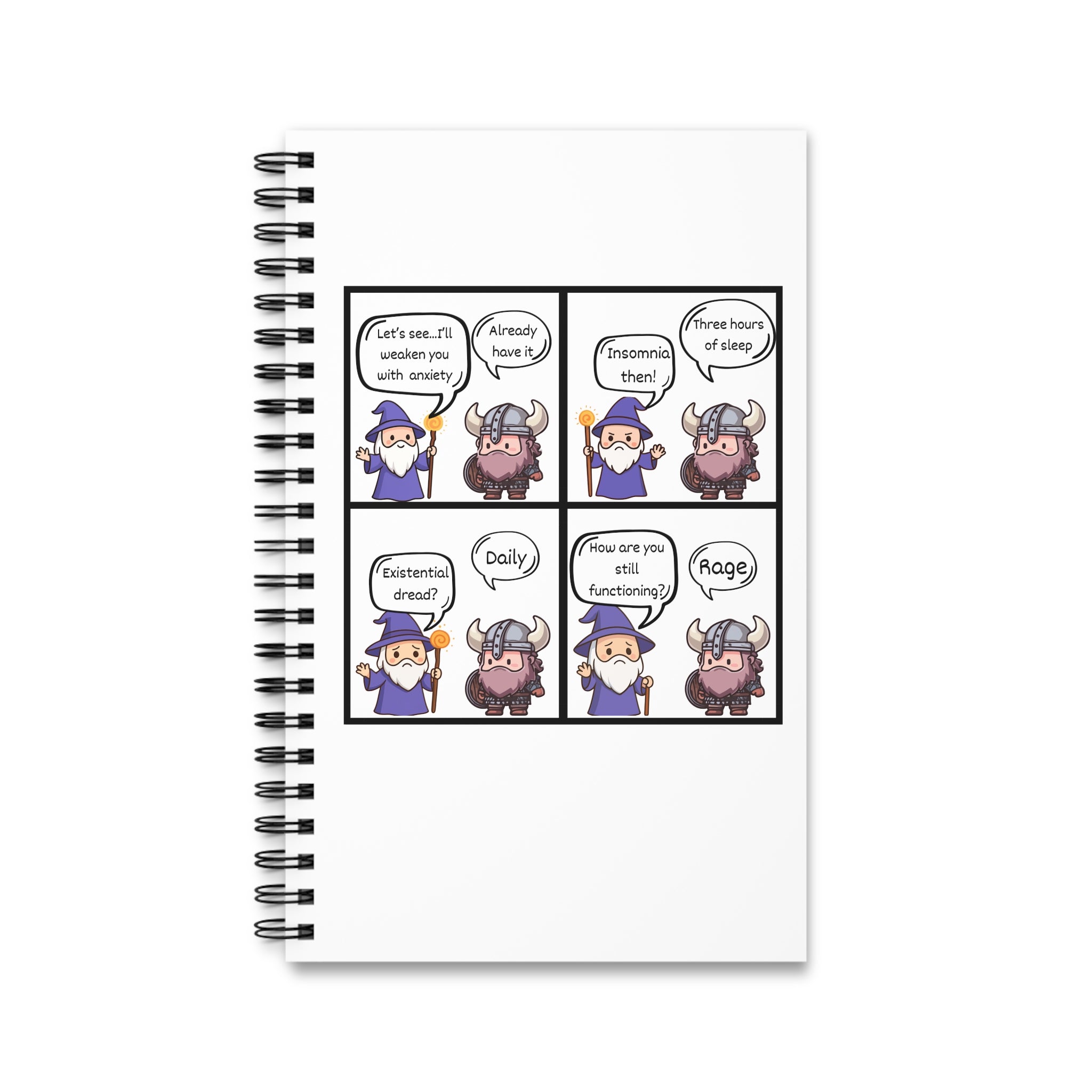 Cute Comic Spiral Journal – D&D Themed Notebook