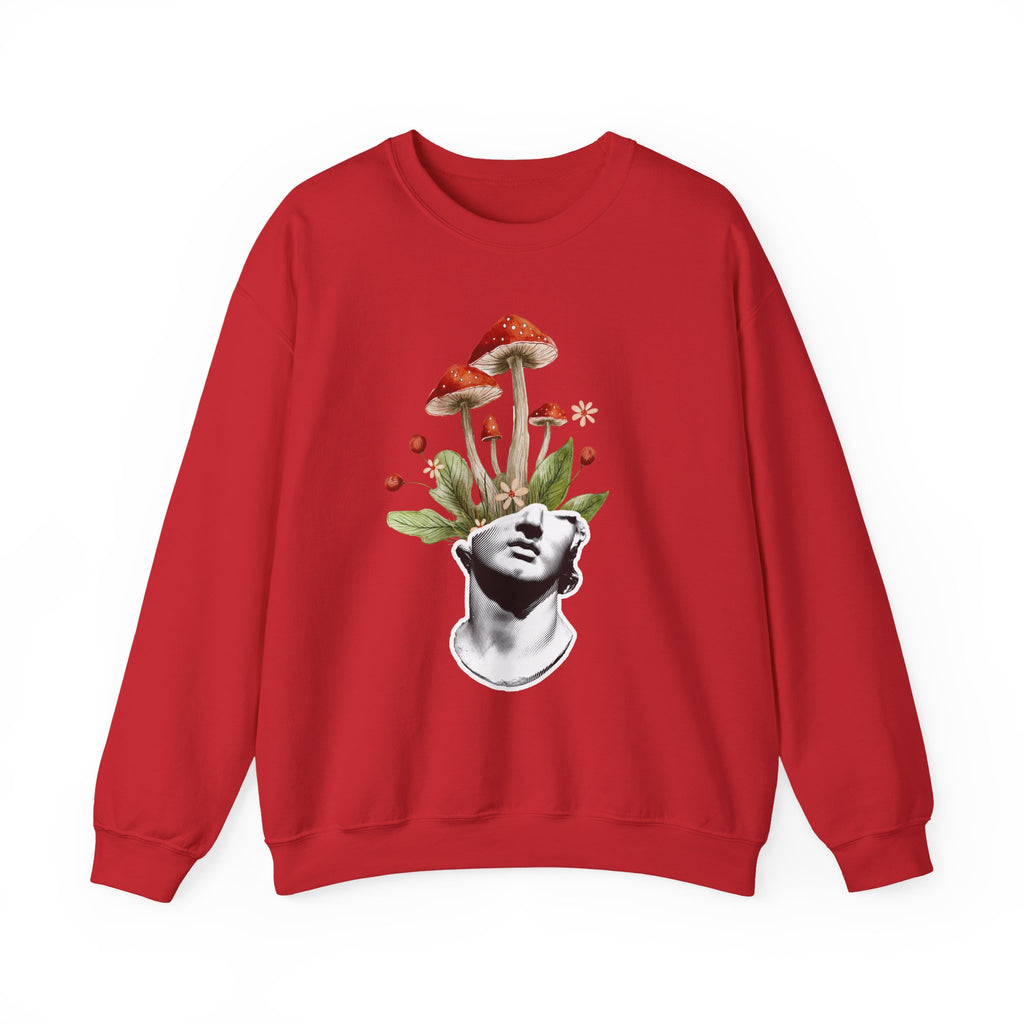 Mushroom Head Art Sweatshirt — Surreal Botanical Crewneck