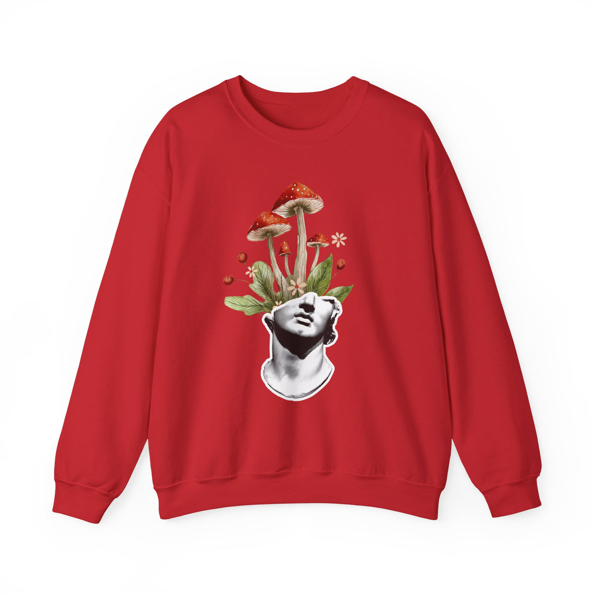 Mushroom Head Art Sweatshirt — Surreal Botanical Crewneck