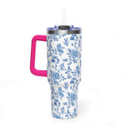 40oz Bigfoot Floral Vacuum Tumbler – Insulated Travel Mug with Straw