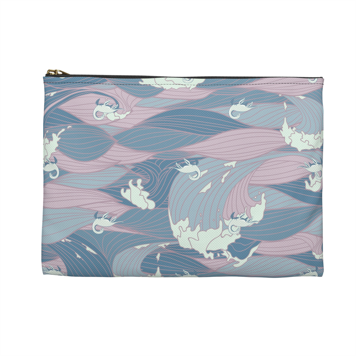 Nessie Waves Pattern Accessory Pouch — Pastel Ocean Waves Makeup Bag