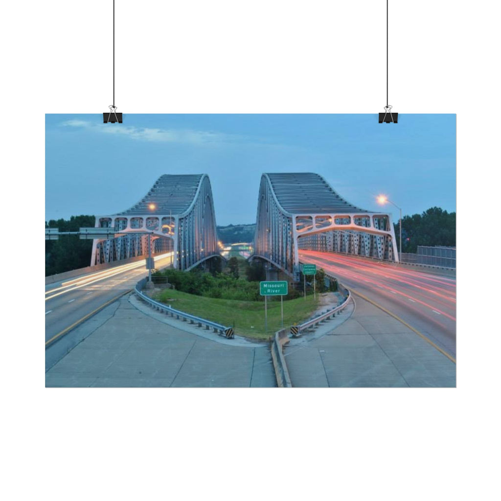Twilight Bridge Rolled Poster — Long-Exposure Cityscape Wall Art