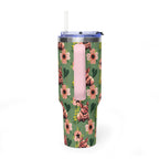 40oz Floral Squonk Tumbler — Insulated Vacuum Travel Mug