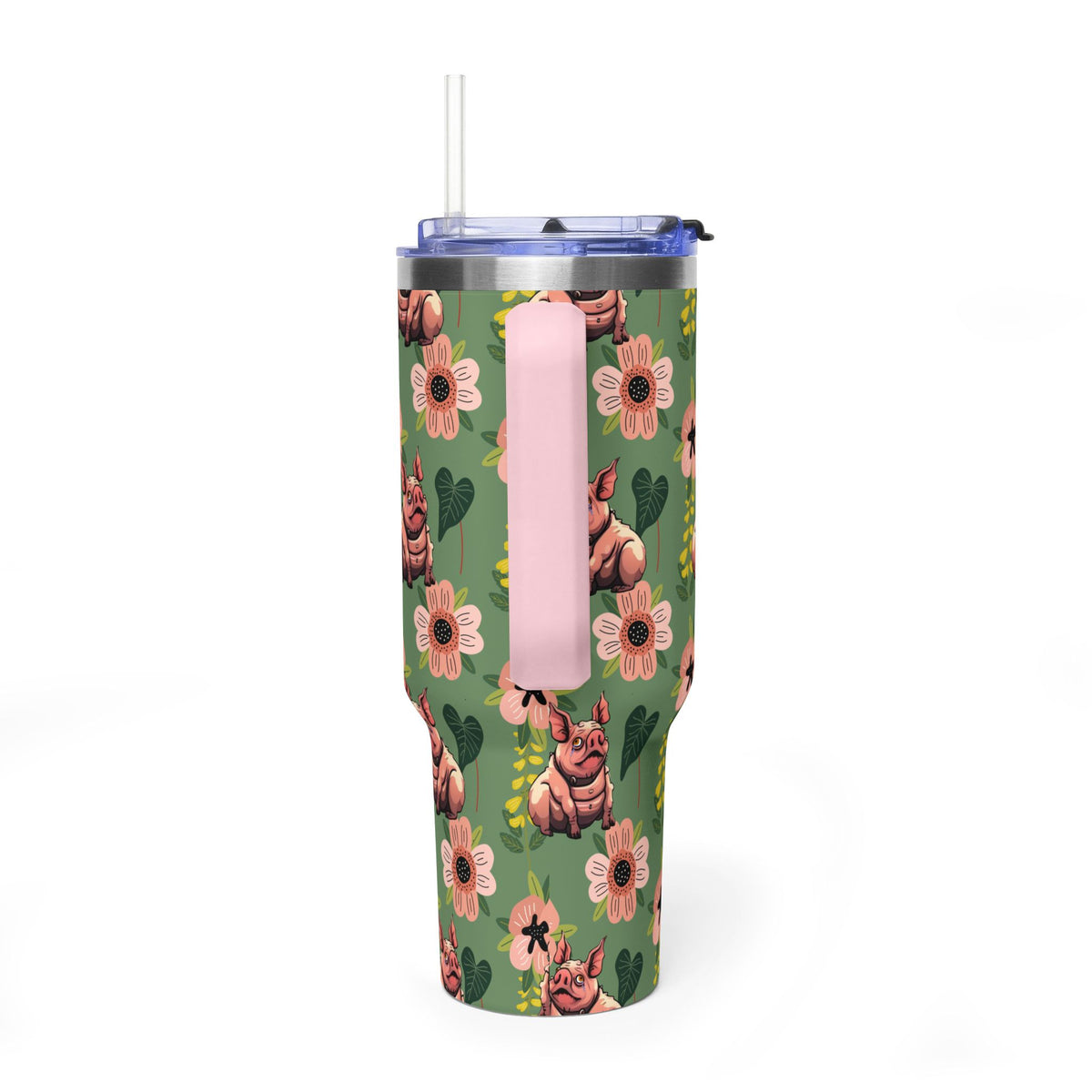 40oz Floral Squonk Tumbler — Insulated Vacuum Travel Mug