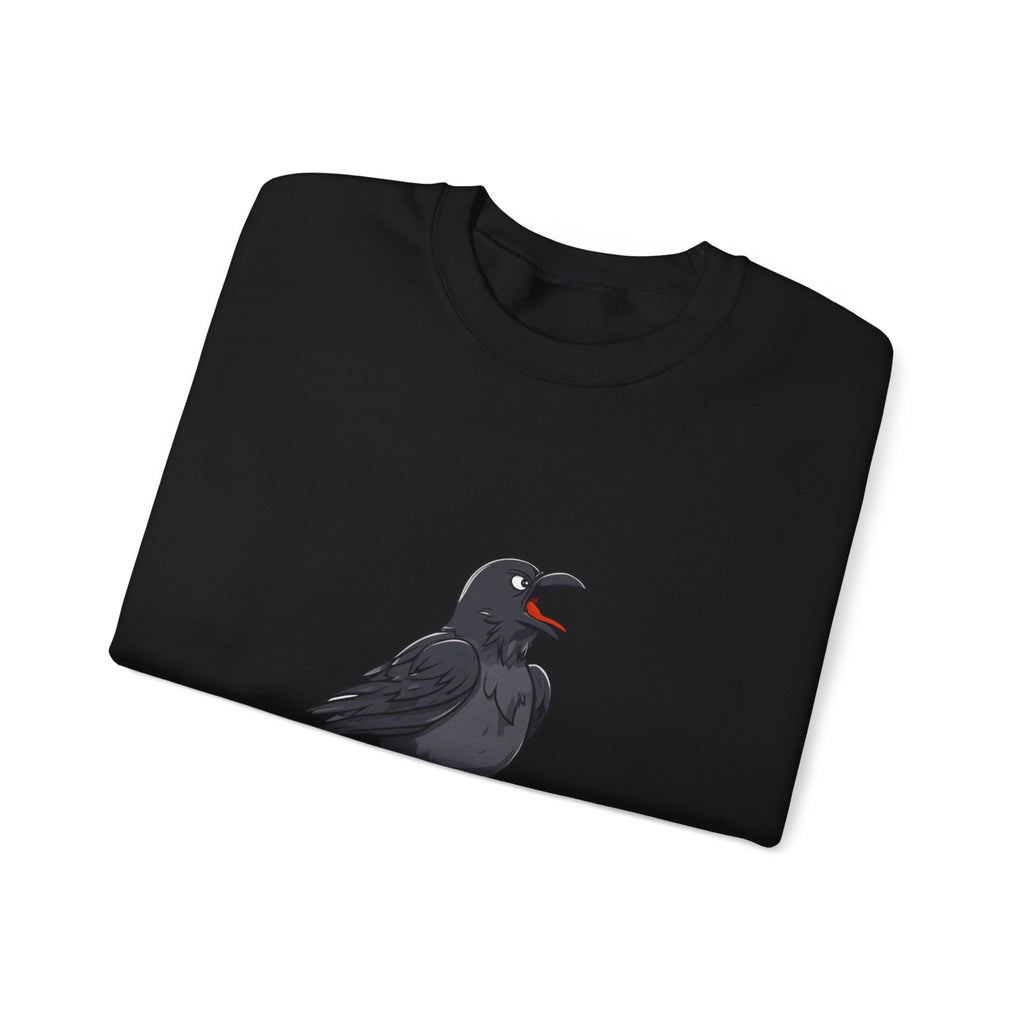 Crewneck Sweatshirt — Screaming Crow Graphic with "FUC AWF" Text