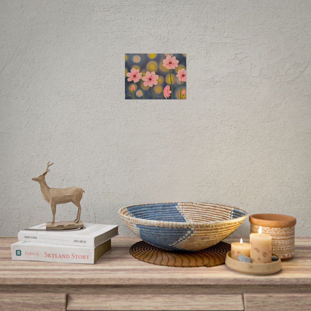 Backlit Flowers Poster — Rolled Wall Art with Bokeh Lights