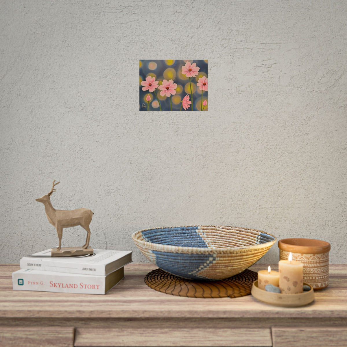 Backlit Flowers Poster — Rolled Wall Art with Bokeh Lights