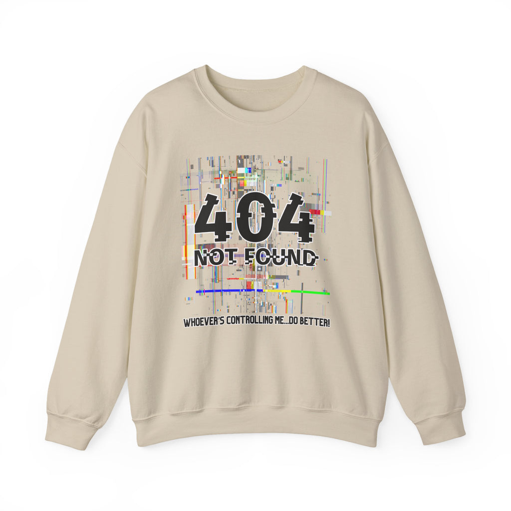 404 Not Found Crewneck Sweatshirt — Glitch Tech Graphic Pullover